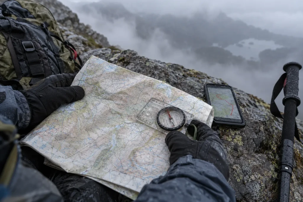 Orientarse en montaña con brújula y mapa